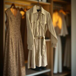 Ralph Lauren Beige silk Long Sleeve shirt Dress